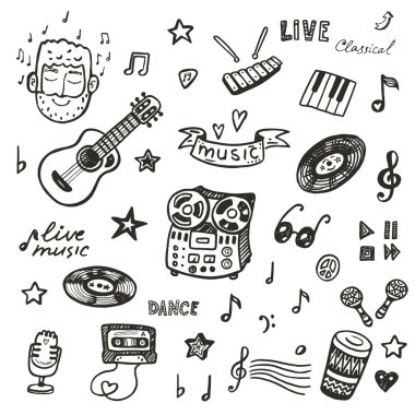 Elle çizilmiş müzik seti.