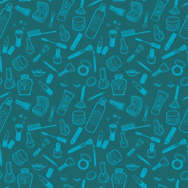 Çizilmiş güzellik ve kozmetik öğeleri el