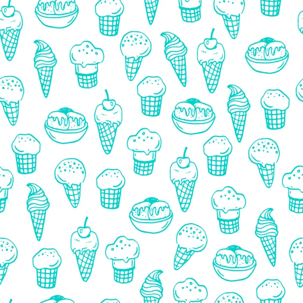 아이스크림으로 완벽 한 패턴. — 스톡 벡터