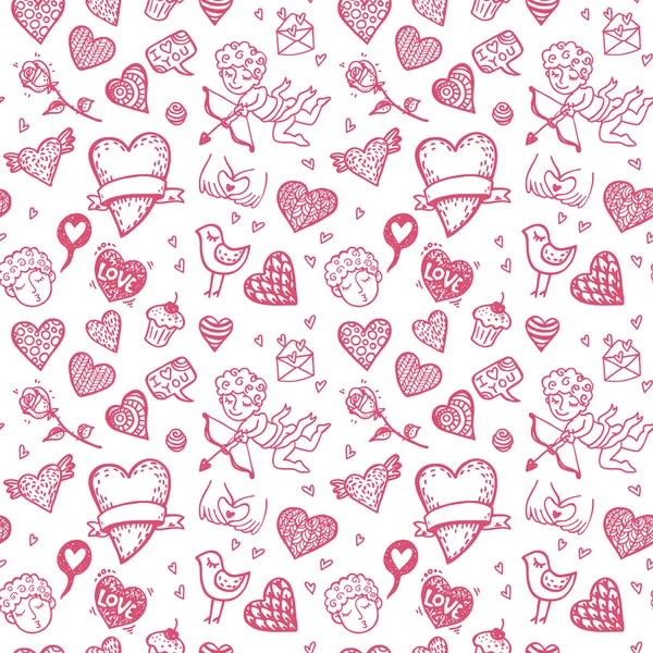 Alla hjärtans dag doodle bakgrund — Stock vektor