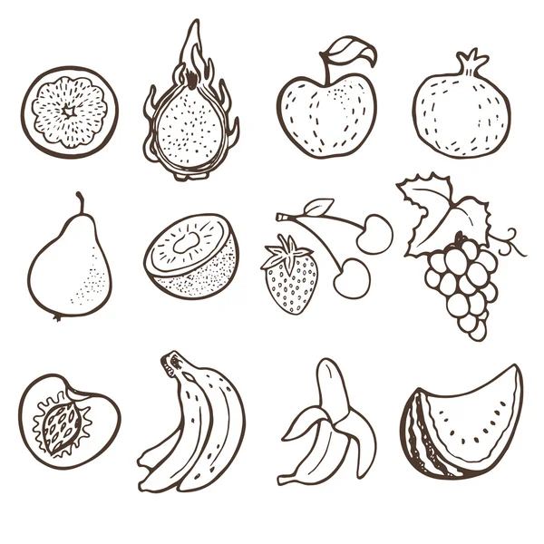 Colección de frutas dibujadas a mano . — Archivo Imágenes Vectoriales