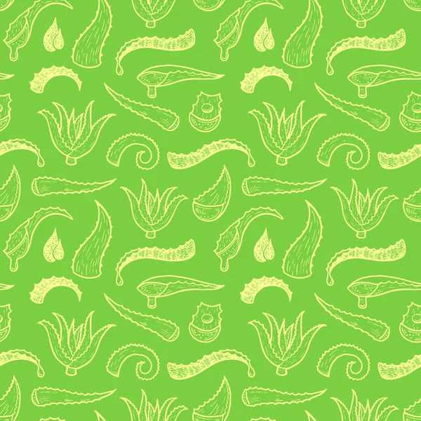 Nahtloser Hintergrund mit Aloe Vera Blättern. — Stockvektor