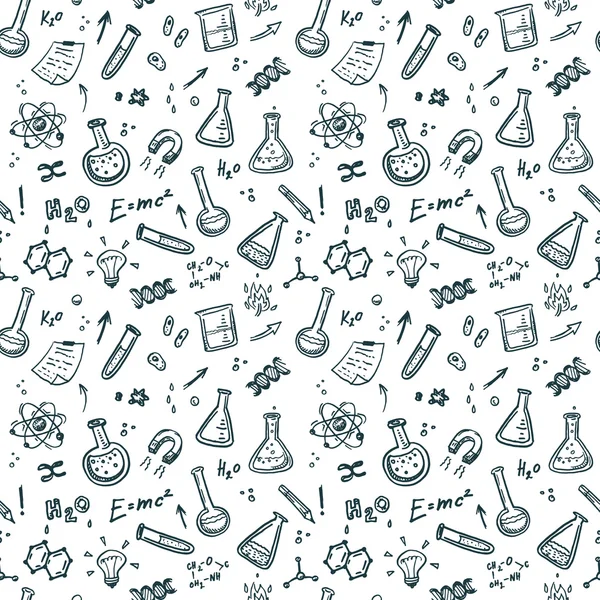 Hand Drawn Chemistry seamless pattern. — Stock Vector