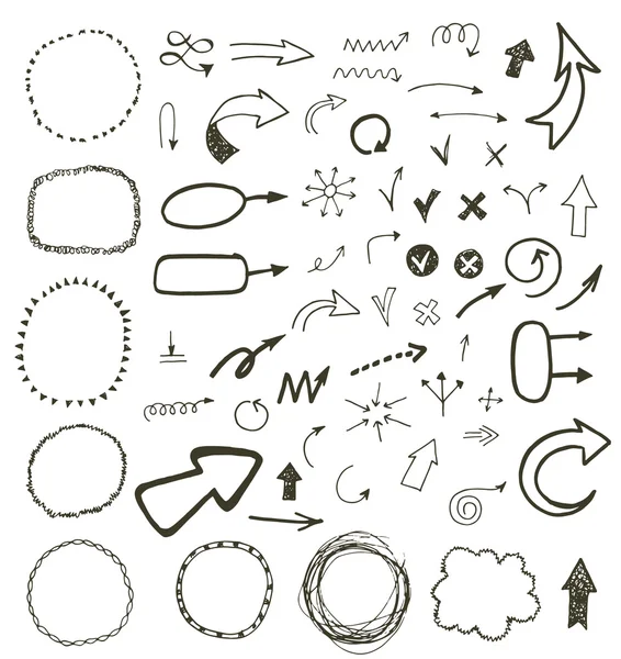 Hand drawn arrows and frames — Stock Vector