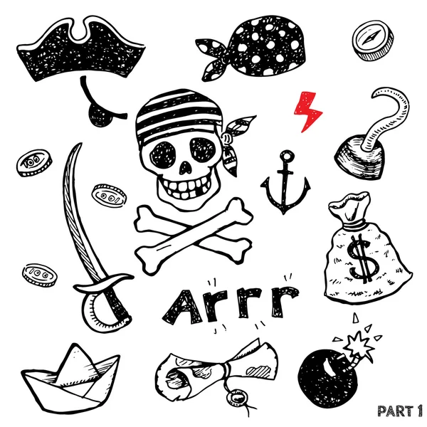 Set of pirate attributes for fighting — Stock Vector