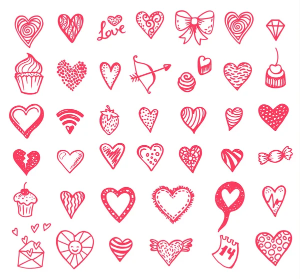 Ręcznie rysowane ikony Walentynki — Wektor stockowy