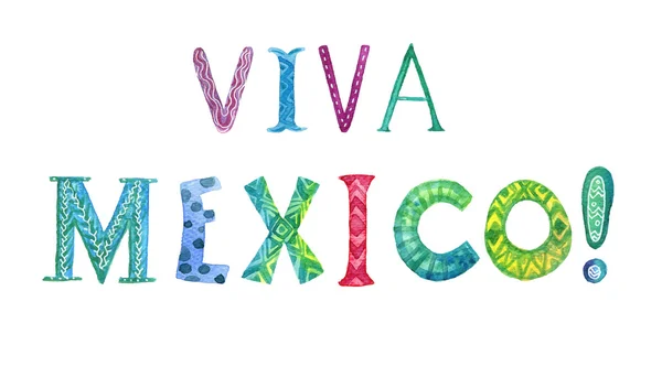 Viva México texto aquarela . —  Vetores de Stock