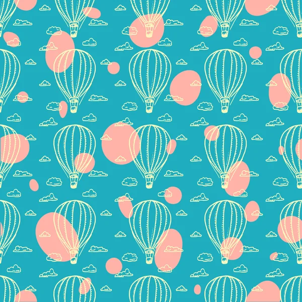 熱気の気球とのシームレスなパターン — ストックベクタ