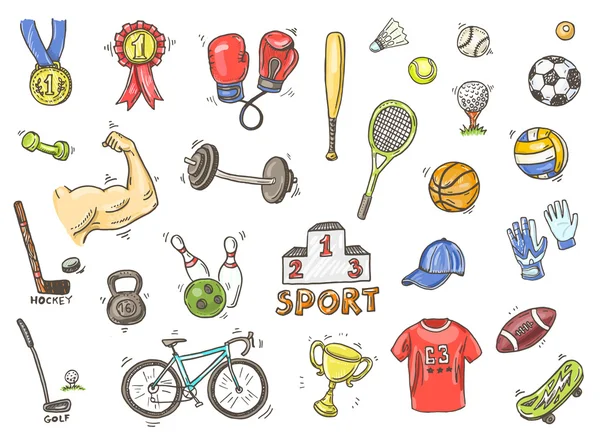 Conjunto de doodle esporte — Vetor de Stock