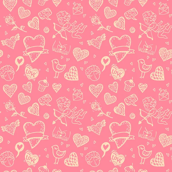 Día de San Valentín doodle fondo — Vector de stock