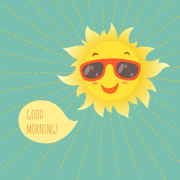 Feliz sol de verano sonriente en gafas . — Vector de stock