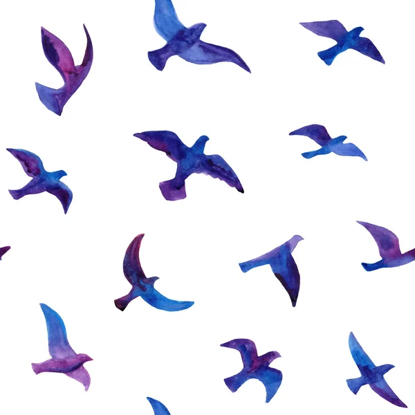 Naadloze achtergrond met aquarel vogels — Stockvector