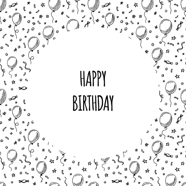Carte de vœux d'anniversaire avec doodle ballons . — Image vectorielle