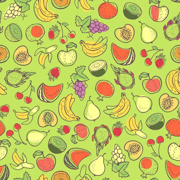 Creative seamless pattern with fruits. — Stock Vector