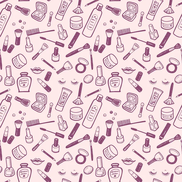 Çizilmiş güzellik ve kozmetik öğeleri el