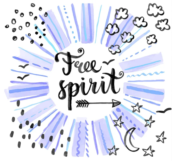 Free spirit. Hand drawn background — Stock Vector