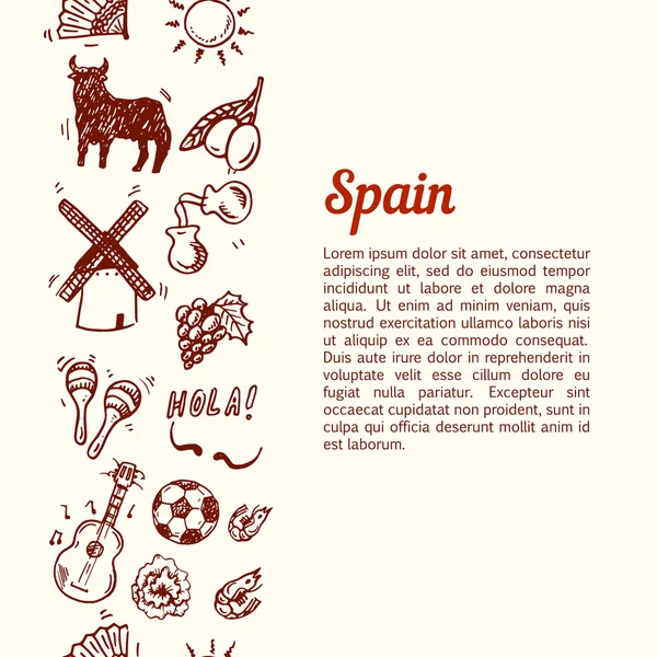 Background with Spain symbols set — Stock Vector