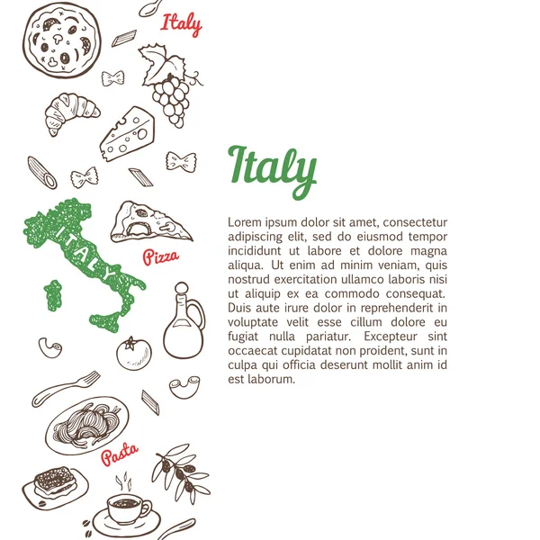 イタリア料理スケッチ アイコンを設定します。 — ストックベクタ
