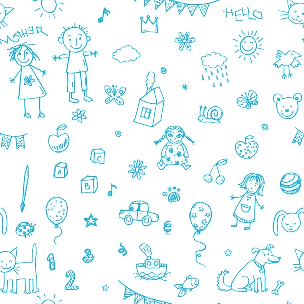 Doodle kinderen tekening set — Stockvector