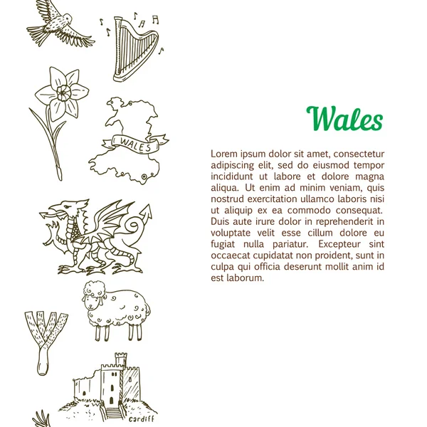 背景与威尔士图标集 — 图库矢量图片
