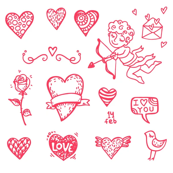 Hand getrokken Valentijnsdag pictogrammen — Stockvector