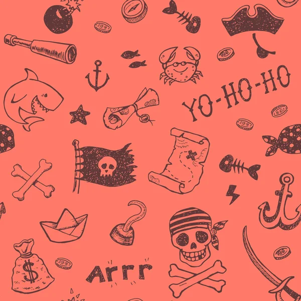 Hand drawn pirates seamless background. — Stock Vector