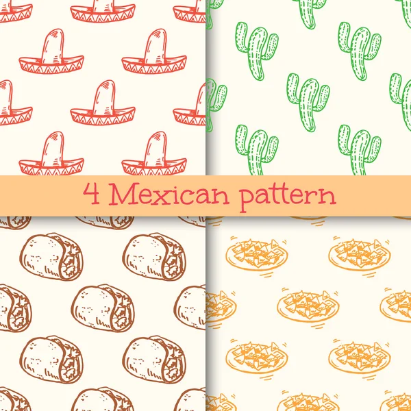 Mexican seamless patterns set. — Stock Vector