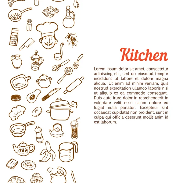 Mano dibujado iconos de cocina conjunto . — Vector de stock