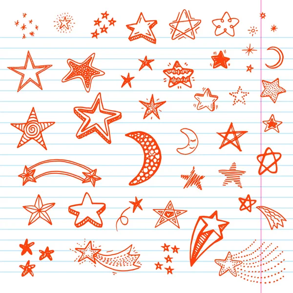 Kézzel rajzolt csillag készlet — Stock Vector
