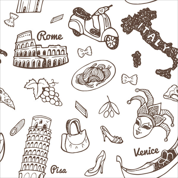 Italy symbols and landmarks set.