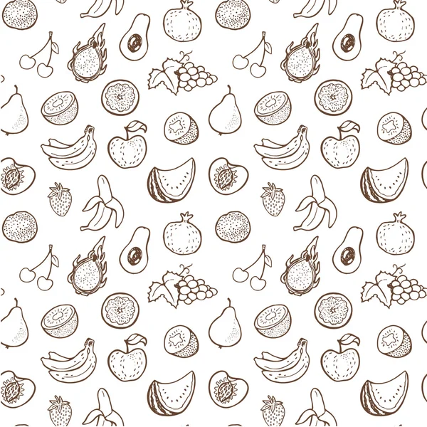 Seamless pattern with hand drawn fruits. — Stock Vector