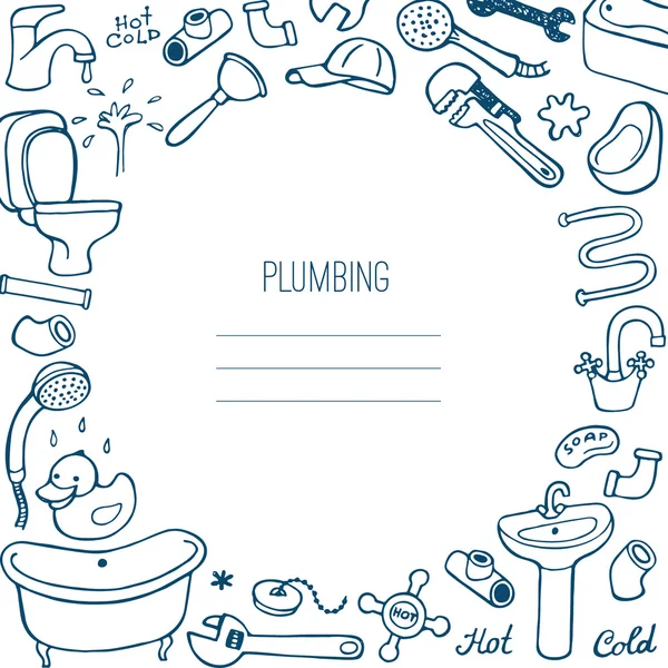 Hand drawn plumbing background. — Stock Vector