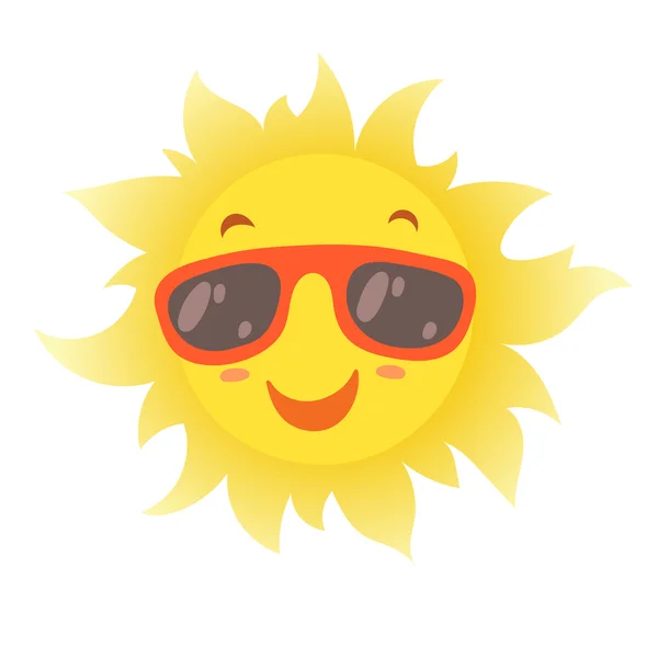 Happy souriant soleil d'été dans des lunettes . — Image vectorielle