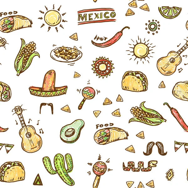 Mexican hand drawn pattern — Stock Vector