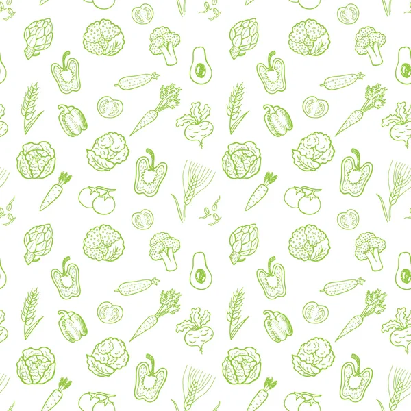 Hand drawn vegetables pattern. — Stock Vector