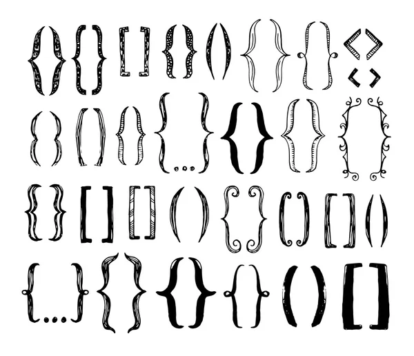 Corchetes dibujados a mano . — Archivo Imágenes Vectoriales