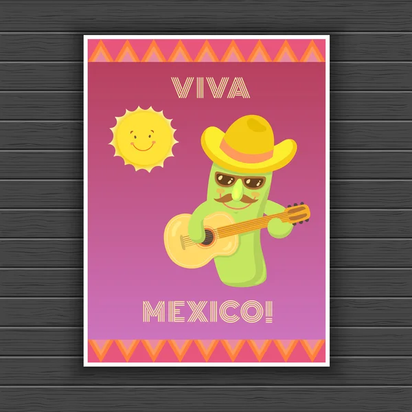 Μεξικού κάκτος χαρακτήρα κινουμένων σχεδίων — Διανυσματικό Αρχείο