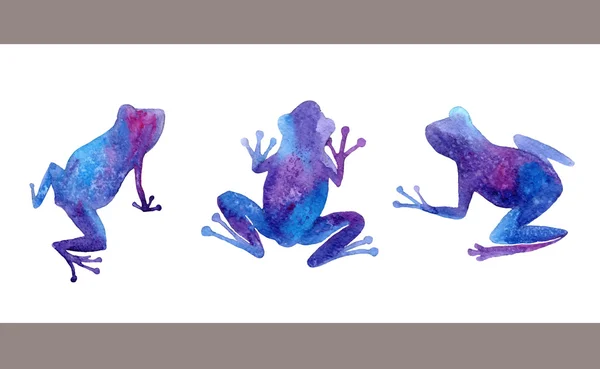 Watercolor frogs set — Stock Vector