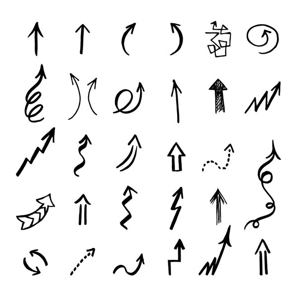Hand drawn arrows set. — Stock Vector