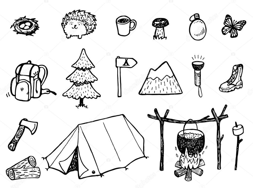 Camping Doodles set