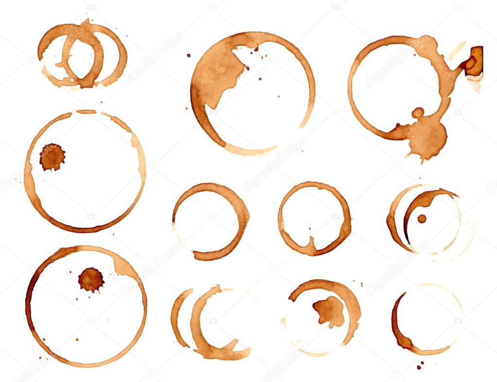 Coffee stains set isolated on white.