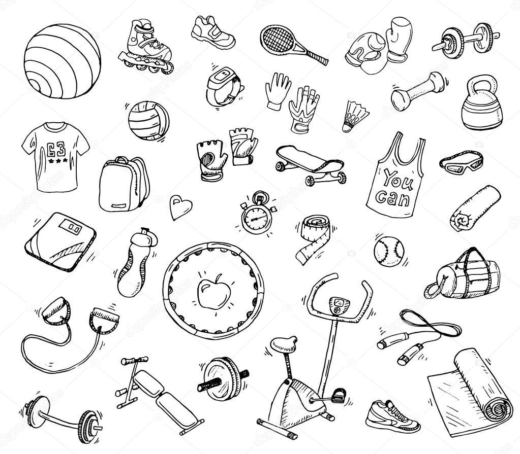 fitness and sport sign doodles elements