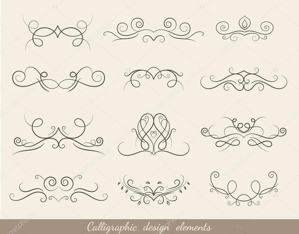 Calligraphic design elements set