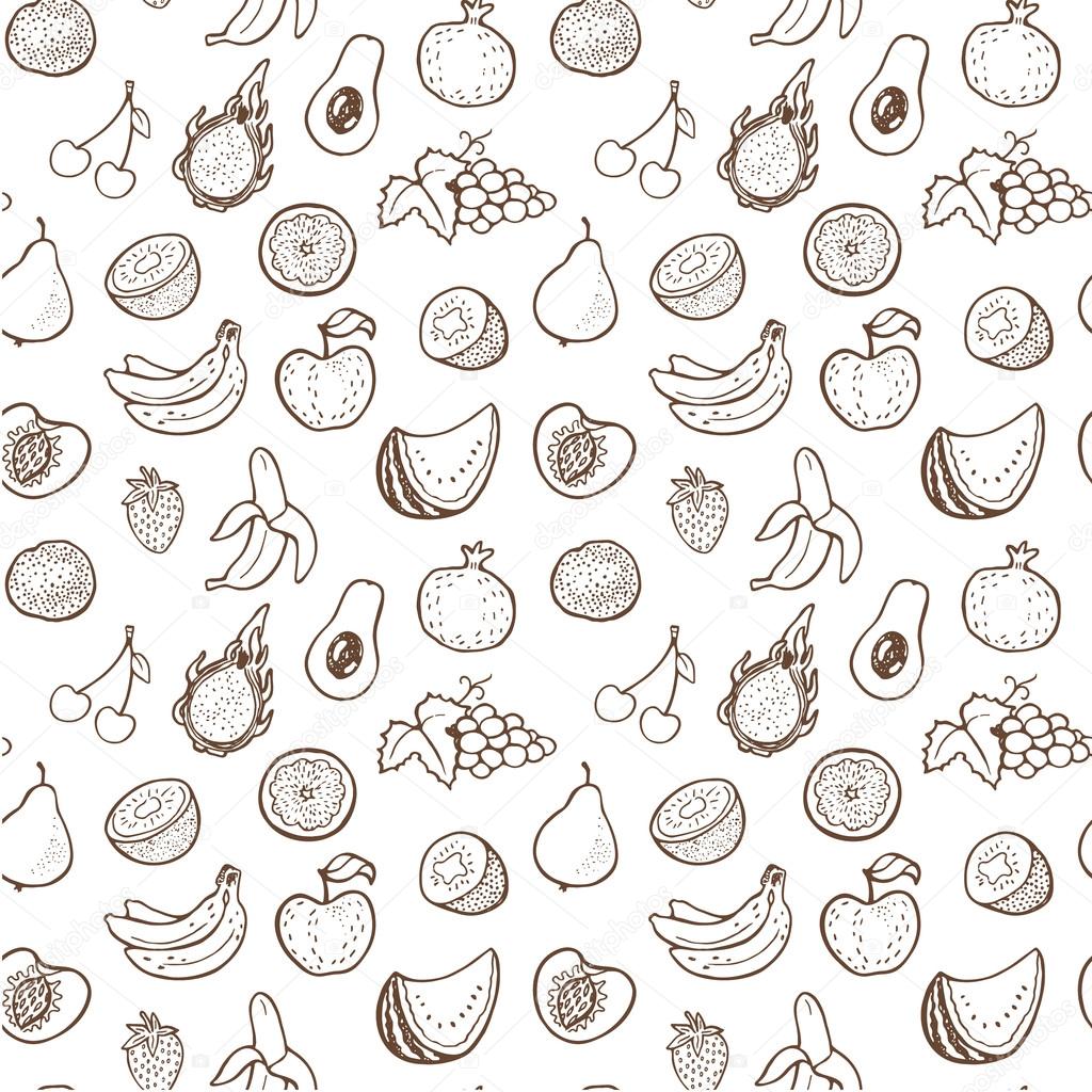 seamless pattern with hand drawn fruits.