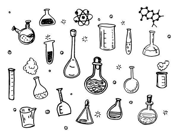 Набір каракулів для хімічних колб — стоковий вектор