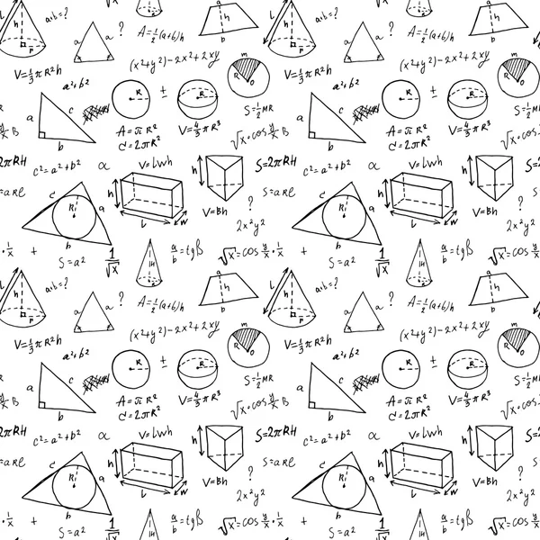 Hand getrokken geometrie formules — Stockvector