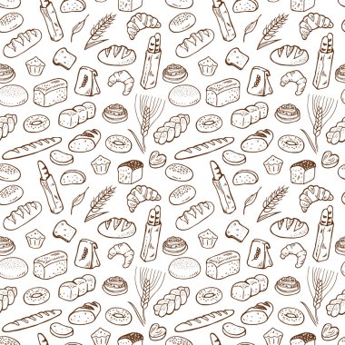 Hand drawn bakery pattern clipart