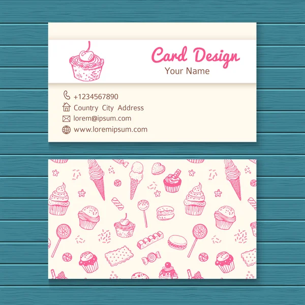 Cards template with sweets — Stock Vector