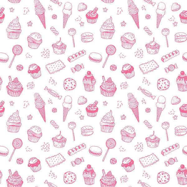 手描き下ろしお菓子のシームレス パターン — ストックベクタ