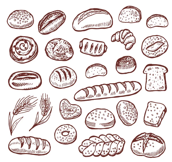 Elle çizilmiş ekmek karalamalar — Stok Vektör